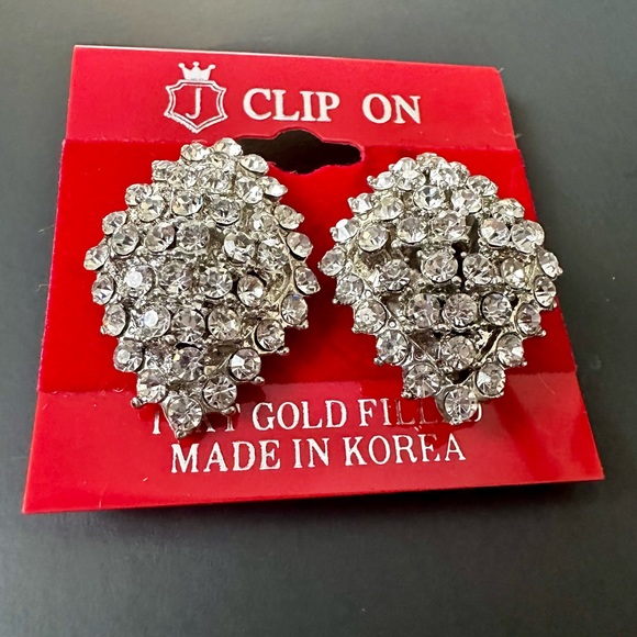 14k white gold field zirconia crystal earring - Picture 3 of 5